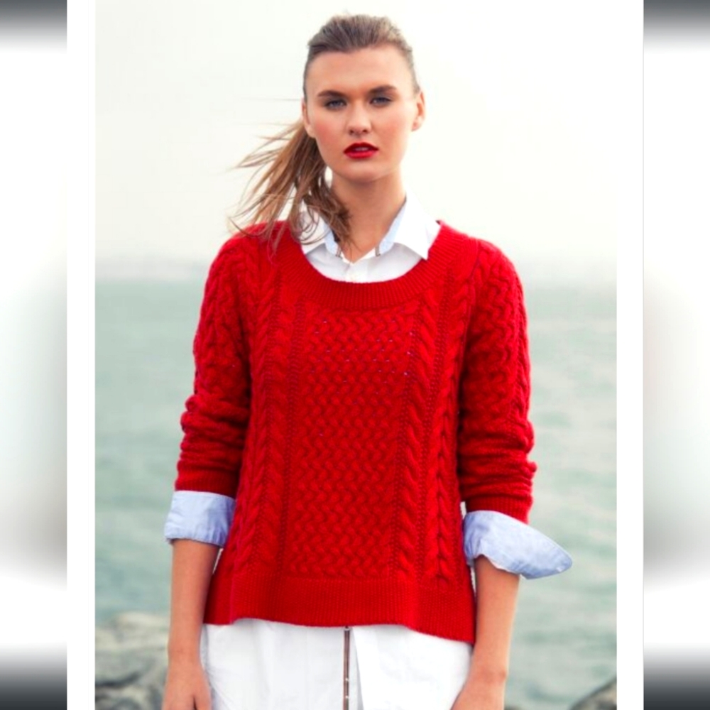 🔥Old Navy Sweater Holiday Red Cable Knit Long Sleeve Pullover